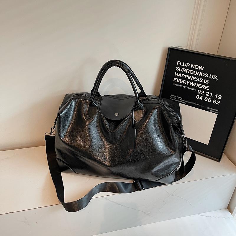 Short-distance Black Travel Bag Premium Sense Hand-held Business Travel Bag Large Capacity Training Sports Bag Textured Fitness Bag