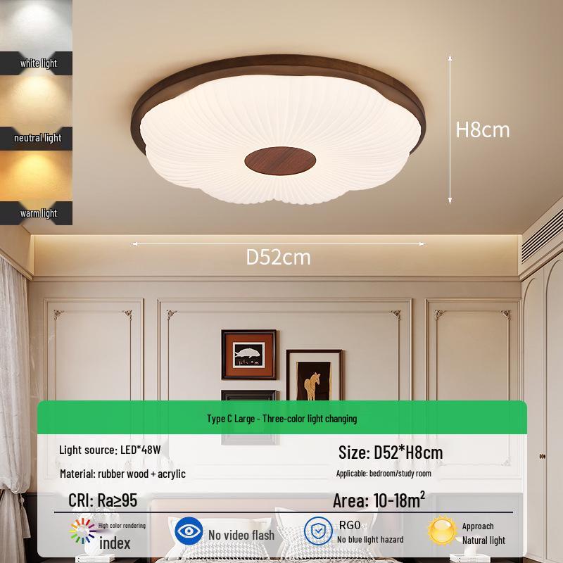 French Mid-Century Ceiling Light with American Retro and Song Dynasty Style - Eye-Friendly Lighting for Bedroom, Dining Room, or Study.