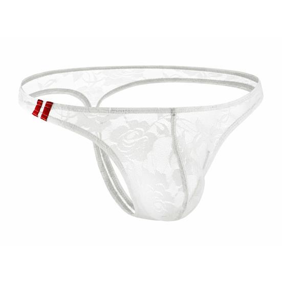 Yousheng Men Thong Low Waist See-through Embroidery Lace Flower Pattern Briefs Breathable Soft Stretch Slim Fit Underwear Honeymoon Valentine Wear