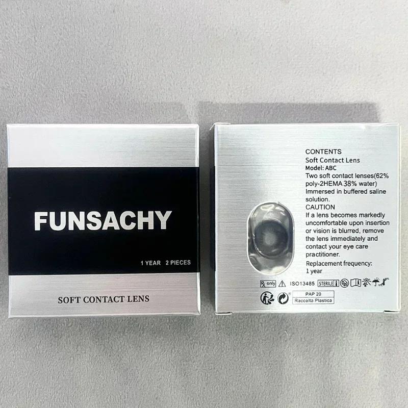 FUNSACHY 2 Stück natürliche Linsen, farbige Kontaktlinsen für die Augen, grüne Augen, bunte Linsen, jährliche blaue und graue weiche Kontaktlinsen