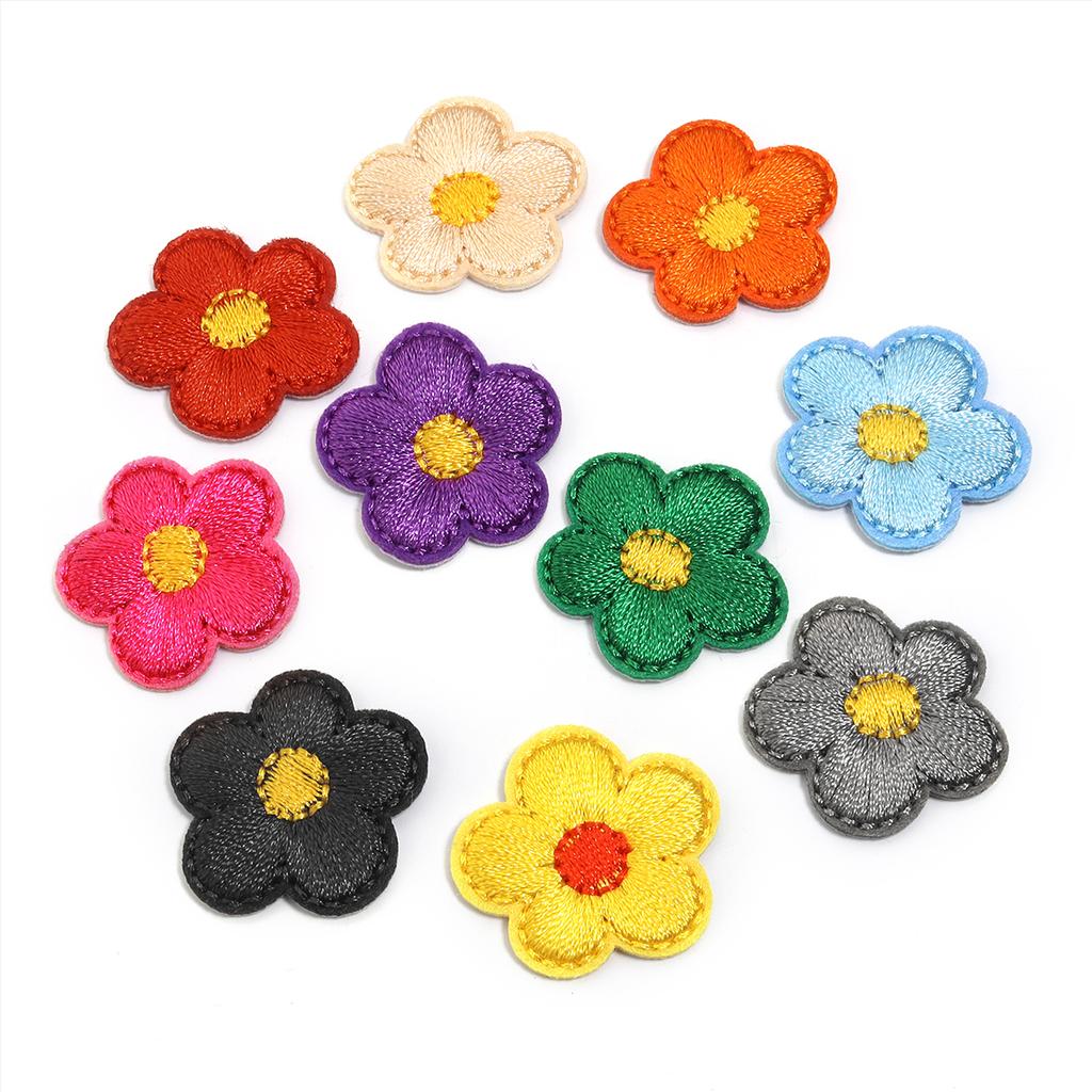 10Pcs Mini Flower Appliques Colorful Embroidery Cloth Patches Sticker DIY Crafts Clothing Headwear Dress Bags Sewing Accessories