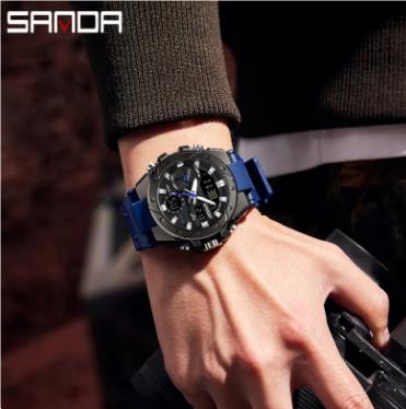SANDA 3313 Brand Watch Men Sport Alarm Clock Waterproof Wristwatches Original Brand Men's Wristwatch Quartz Digital Watches