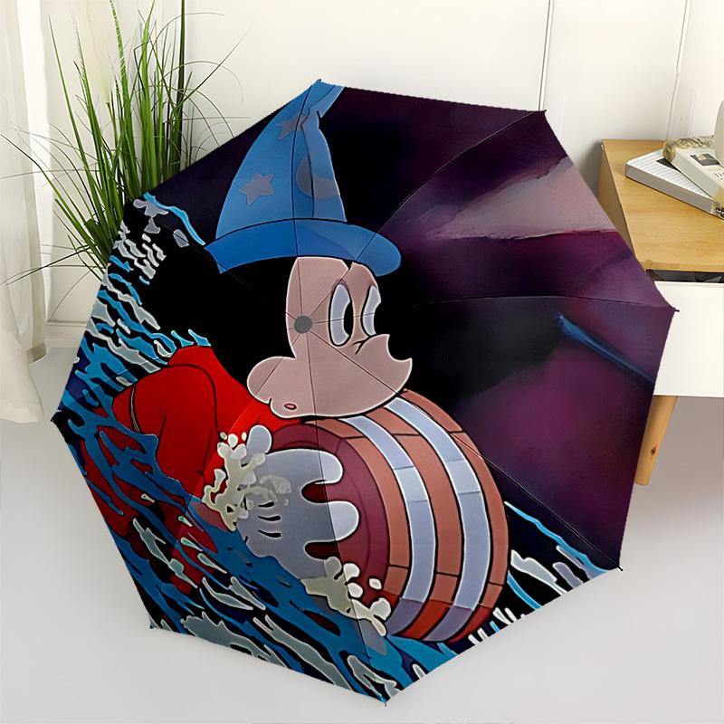 

Mickey Mouse Themed Automatic Opening and Closing Umbrella, Brightly Colored 8-rib Portable Umbrella, Suitable for Men and Women, A Perfect
