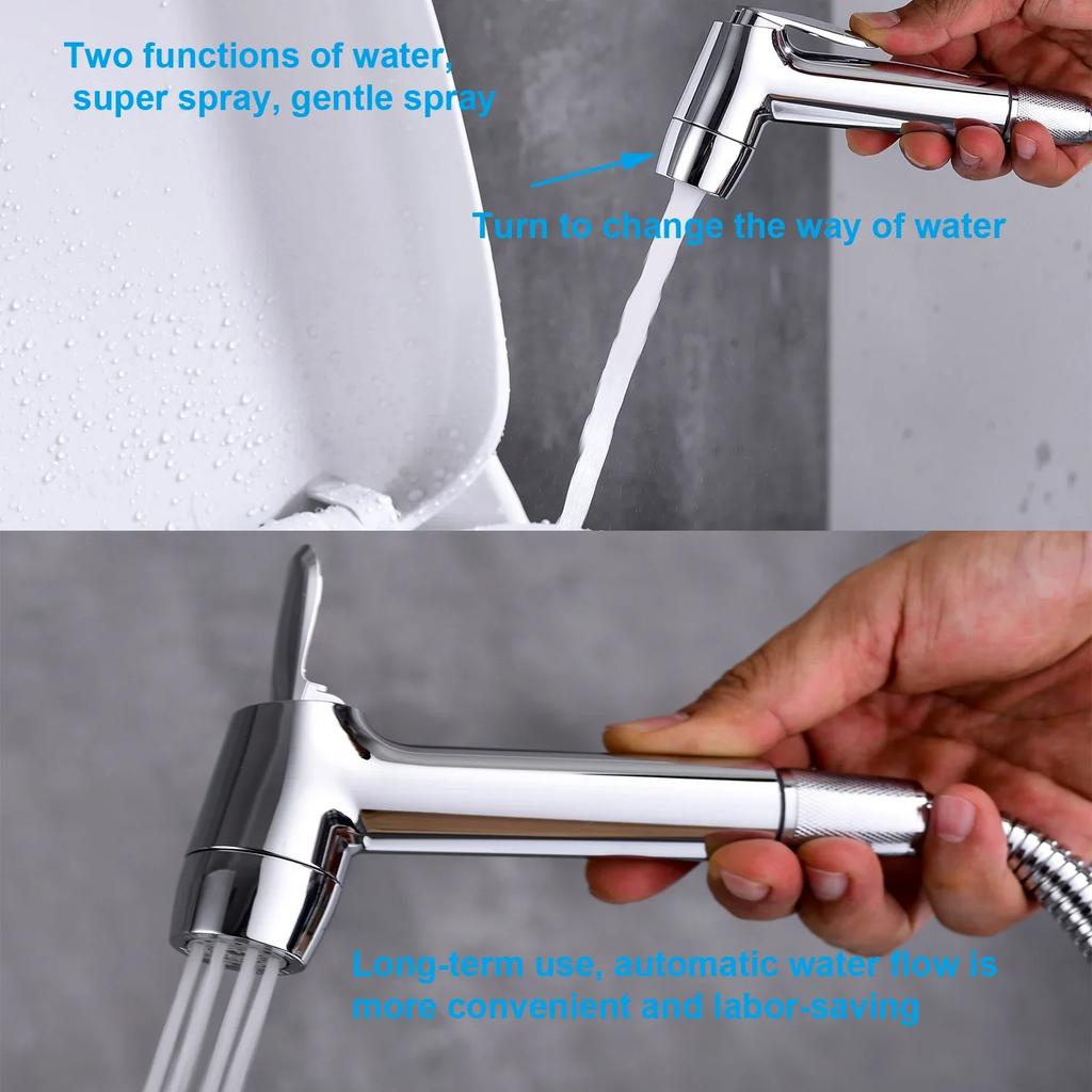 Portable Handheld Toilet Bidet Sprayer Gun Holder Self Cleaning Wash Bidet Faucet Spray 3 Way Valve Bathroom Shower Head Hose