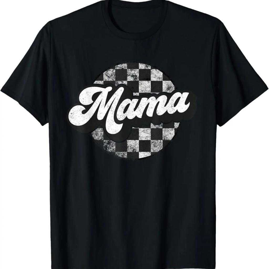 Funny Retro Checkered Mama Race Vintage Mom Mother's Day T-Shirt