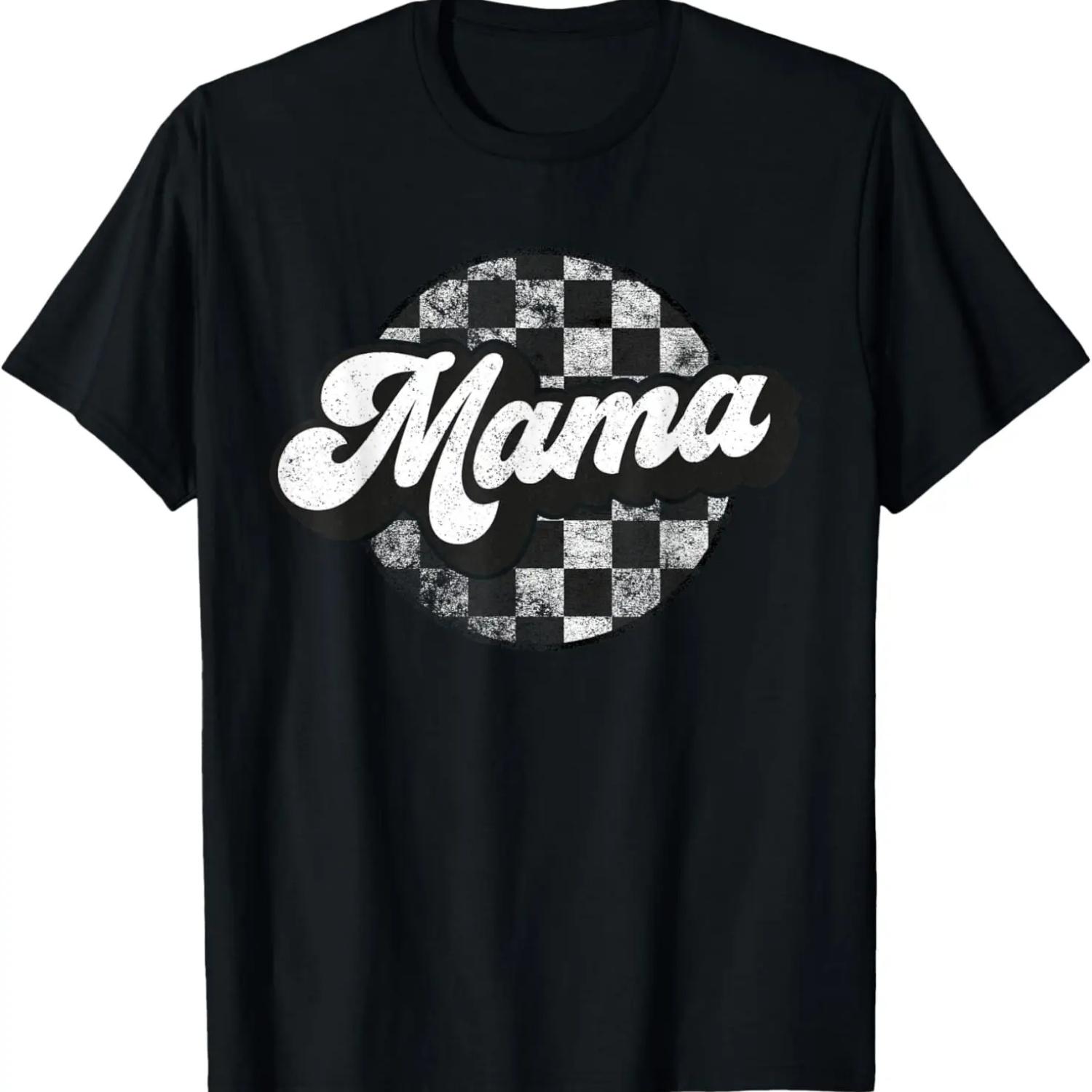 

Funny Retro Checkered Mama Race Vintage Mom Mother s Day T-Shirt XXXXXL чорний