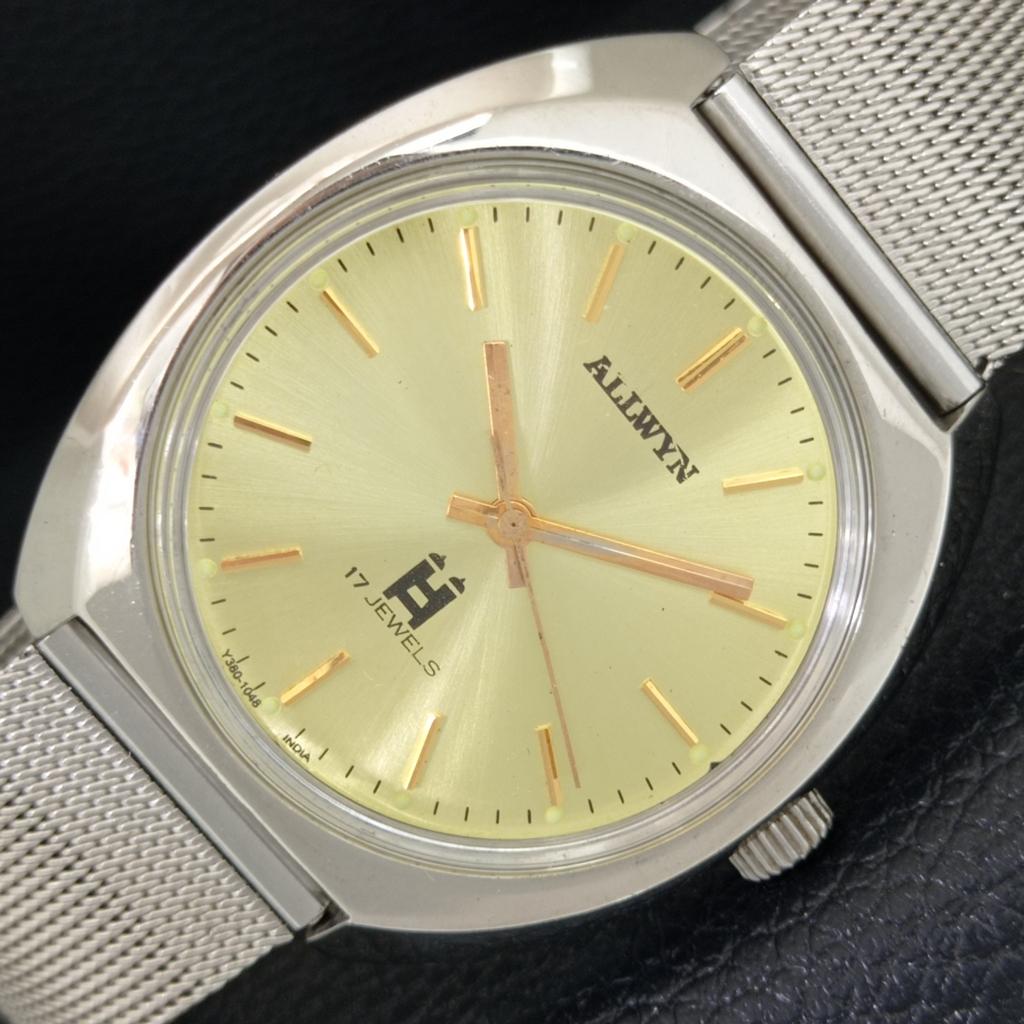 

ALLWYN 6300A РУЧНОЙ ЗАВОД ИНДИЯ МУЖСКИЕ ВИНТАЖНЫЕ ЧАСЫ С ЗОЛОТИСТЫМ ЦИФЕРБЛАТОМ a706209-1