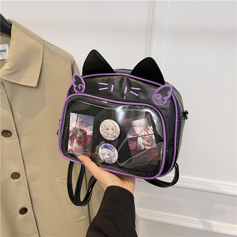 Leather Bag Women's Japanese Kawaii Itabag New 2024 Transparent Backpacks Large Capacity Ita Backpack School Bags For College Student Jk