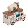 1:36 Magnetic Induction Alloy Die Cast Food Truck Kid Light Music Alloy Pull Back Car Pretend Play Toy Coffee Truck