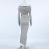 LYRIA Elegant Fashion Sexy Maxi Dresses Streetwear Off Shoulder Casual  Long Sleeve Slim Bodycon Party Vestidos Robes Female