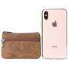 Women's Leather Coin Purse & Card Holder - Crazy Horse Leather Zippered Key Bag, Wear-Resistant Backpack Coin Storage