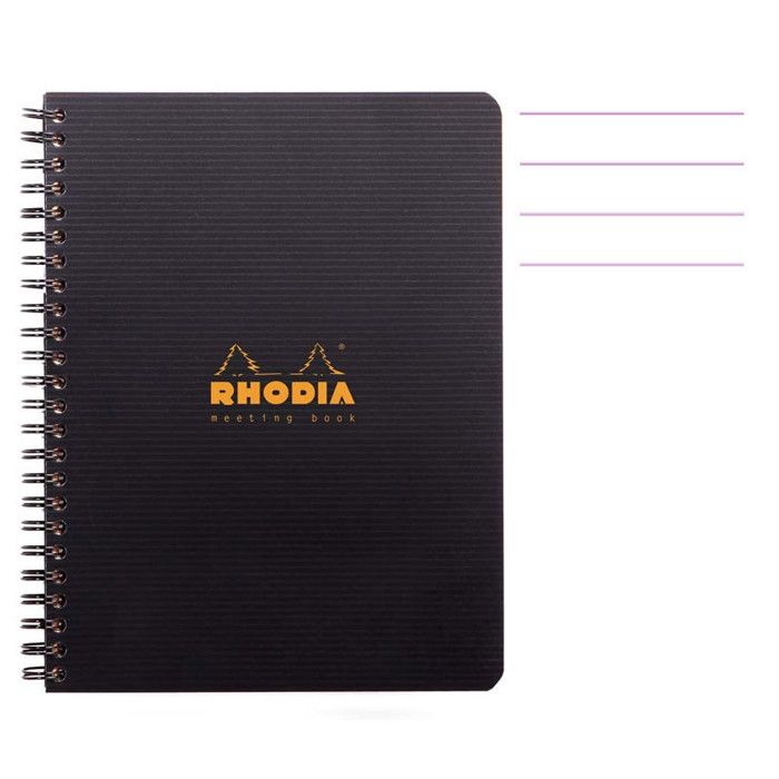RHODIA Cahier spirale couverture noire PP 22,5x…