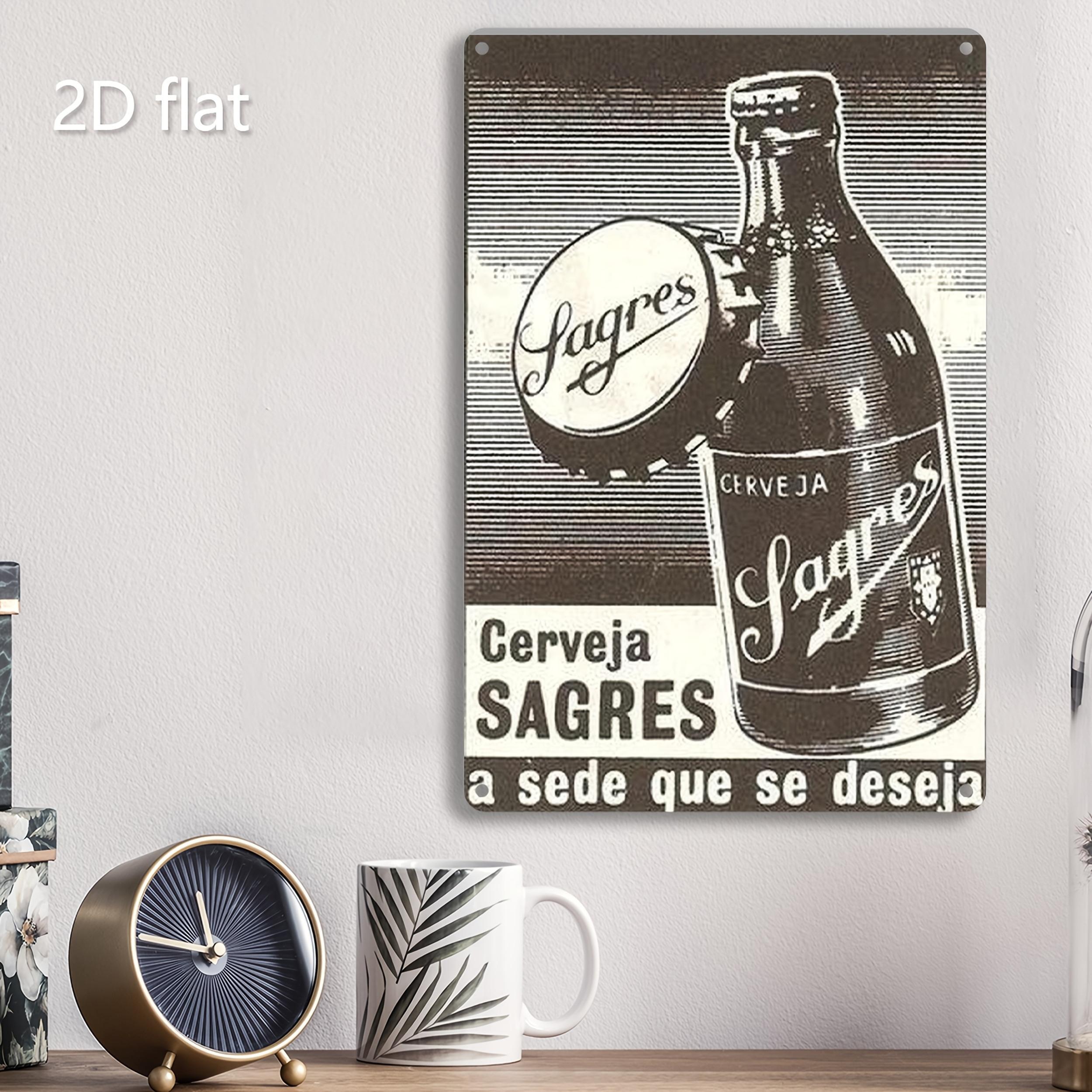 Cerveja Sagres Vintage Metal Tin Sign Retro Portuguese Sagres Beer Bottle Advertising Wall Art Decor Rustic Bar Pub Man Cave P 20x30cm（7.8x11.8inch）