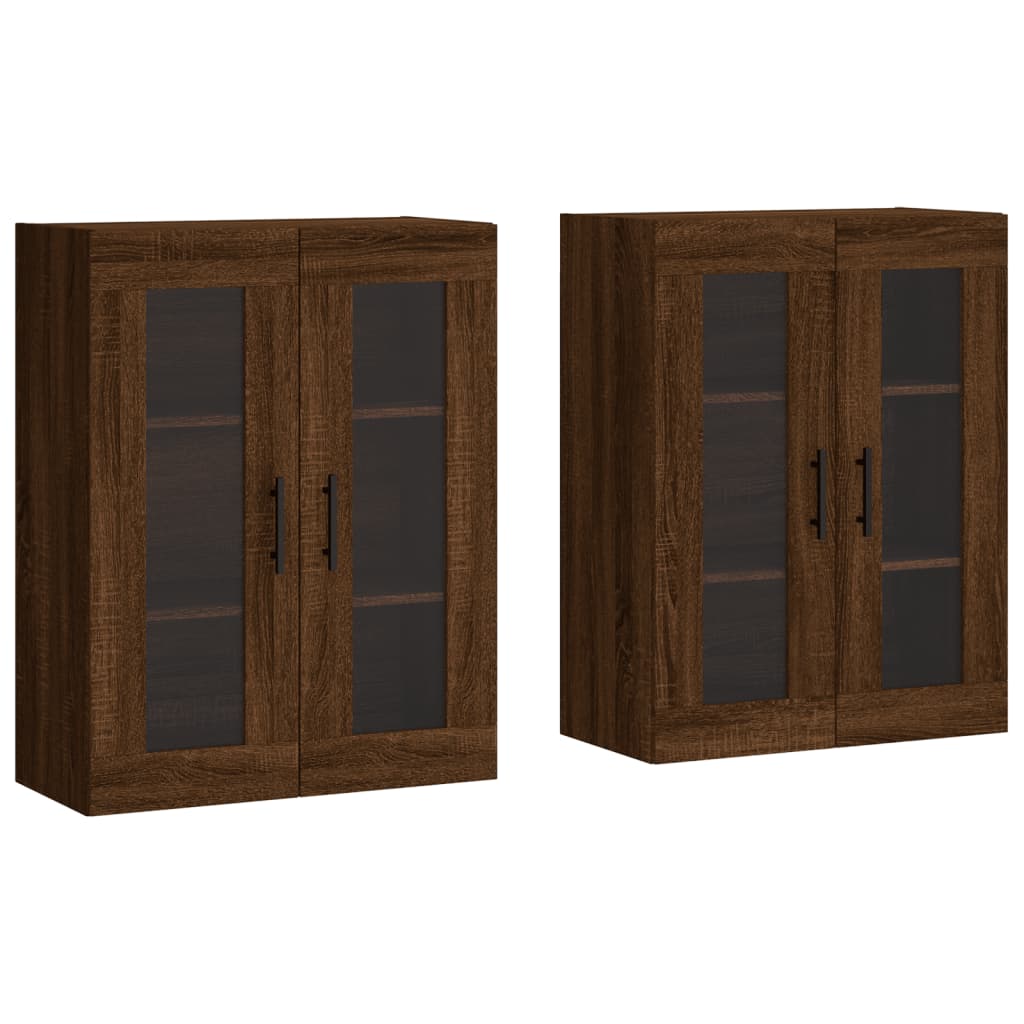 Wall Cabinets 2 Pcs Brown Oak Effect Particleboard