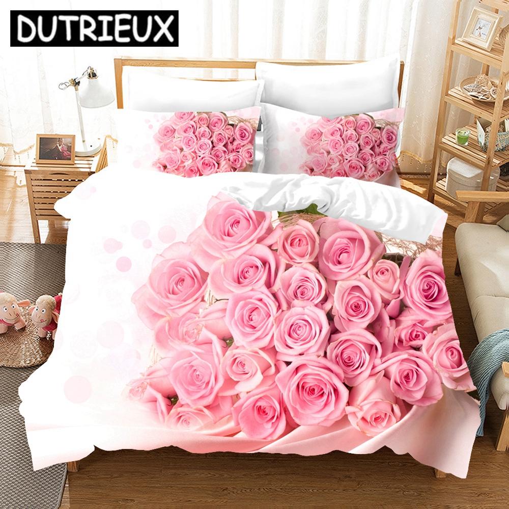 Flower Red Rose Bedding Set Romantic Gift 3d Duvet Cover Set Comforter Bed Linen Twin Queen King Single Size Dropshipping Modern