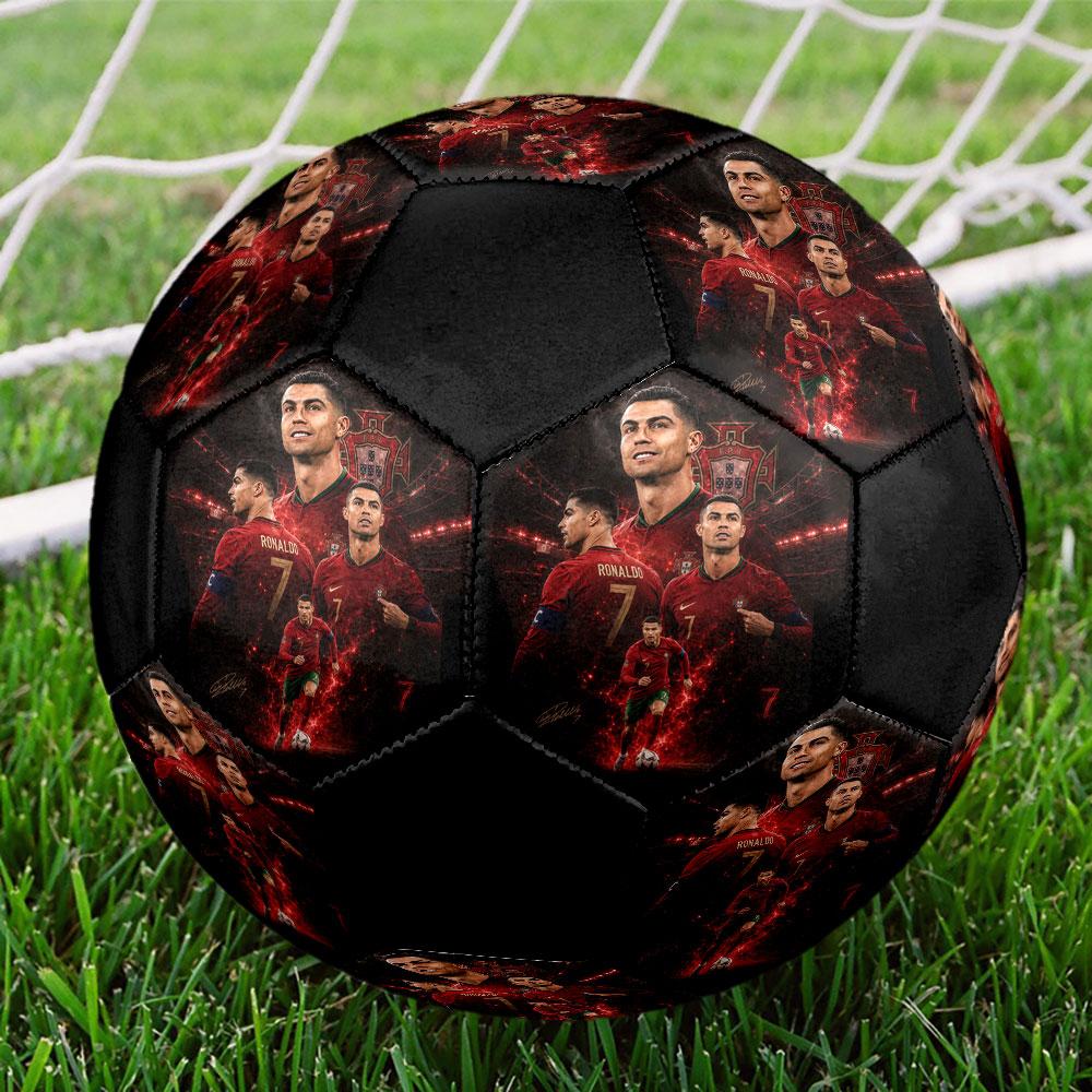 Cristiano Ronaldo Size5 Soccer Ball, Colorful, Suitable for All Ages, Machine-stitched, PVC Material, Competition Grade,durable and High Bounce