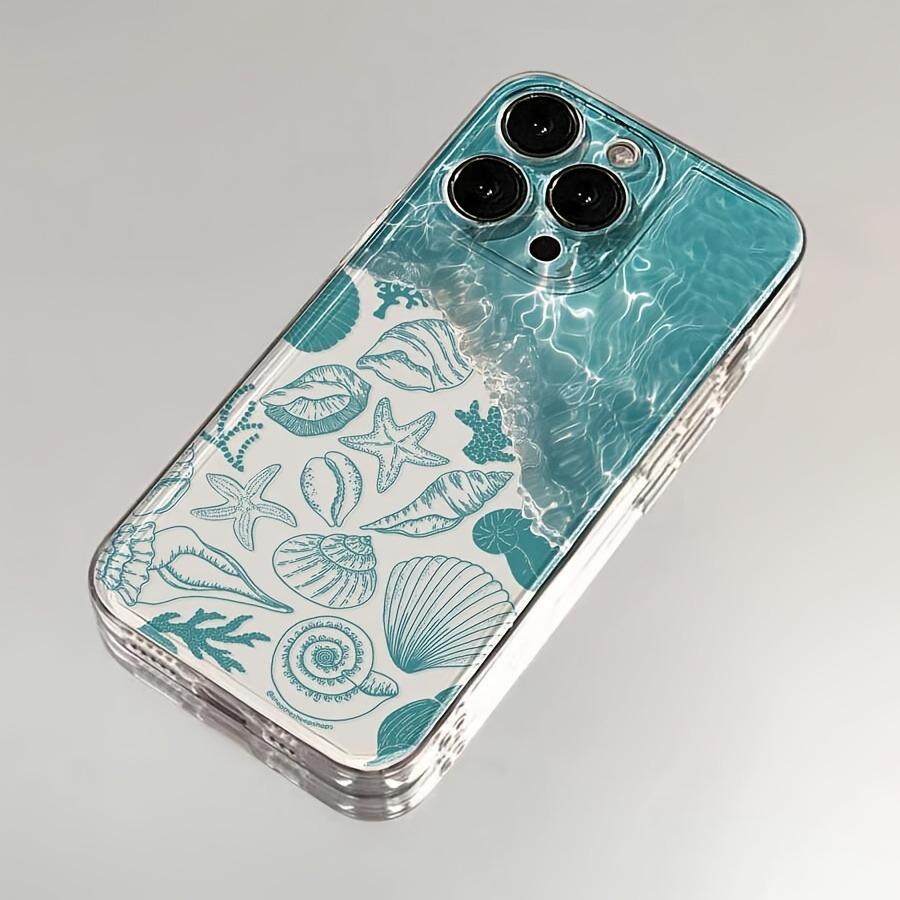 

A Blue Water Wave Starfish Shell Transparent Space Phone Case, Suitable for iPhone 17, 16, 15, Plus, Pro, Max Series Phones - Ideal for Use as a Gift iPhone 15 Pro Max чистий