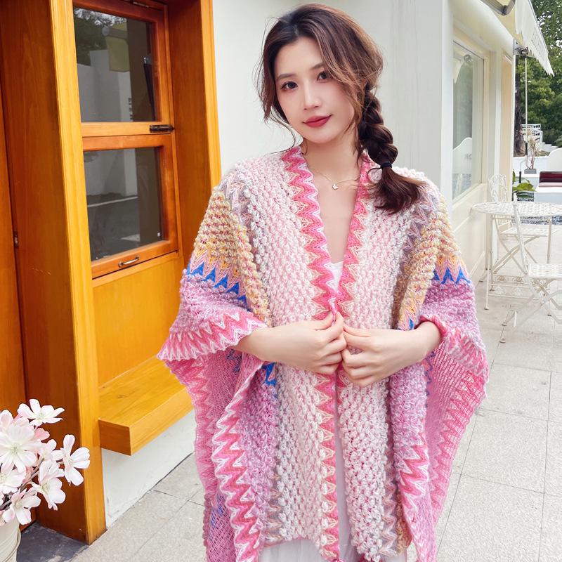 Ethnic Yunnan Style Women's Spring/Summer Long Cape Shawl with Tassels