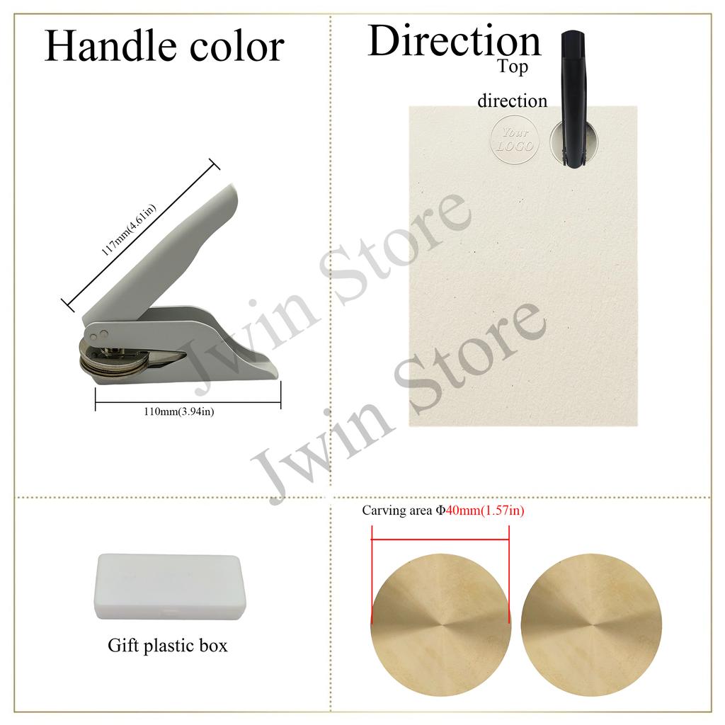 Customize Embossing Stamp with Your Logo Monogram Embosser Seal for Wedding Invitation DIY Craft 40mm Diameter