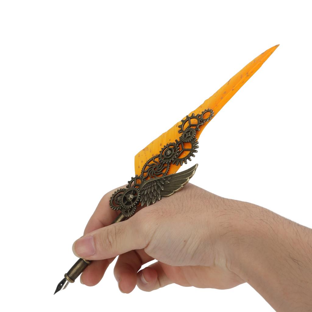 Quill Pen Set Metal Penholder Retro Elegant   Clear Engraving Flat Nib 1 to 5mmCelsius0.04 to 0.20in Writing Dip Pen Kit