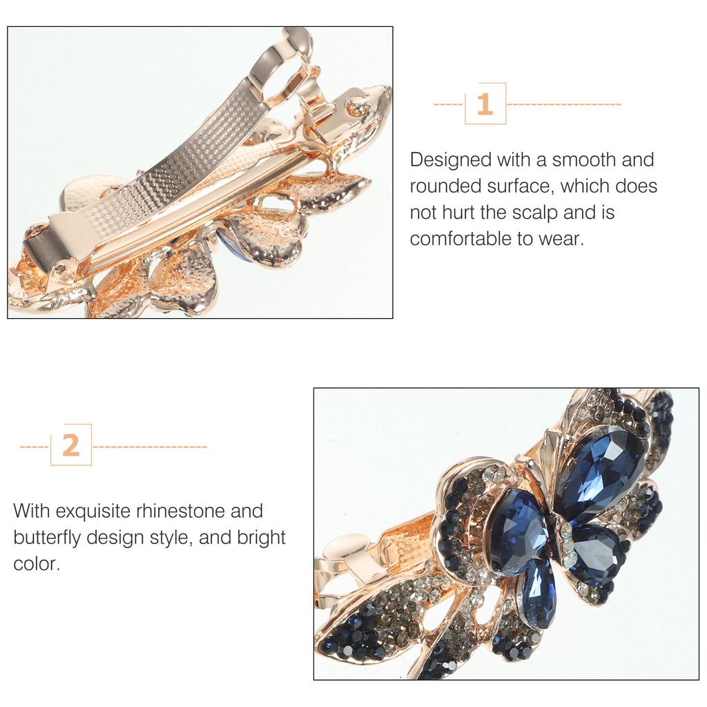 Rhinestone Butterfly Hair Clip Metal Barrette Delicate Hairpin Women Bridal Wedding Party Prom Hair Accessories