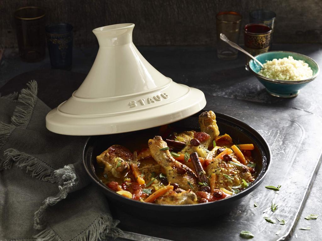Staub Tagine with Induction Compatible Japanese Specialty "Ivory Pot, 20cm" Handles, Enamel, [Official Product] 40509-394