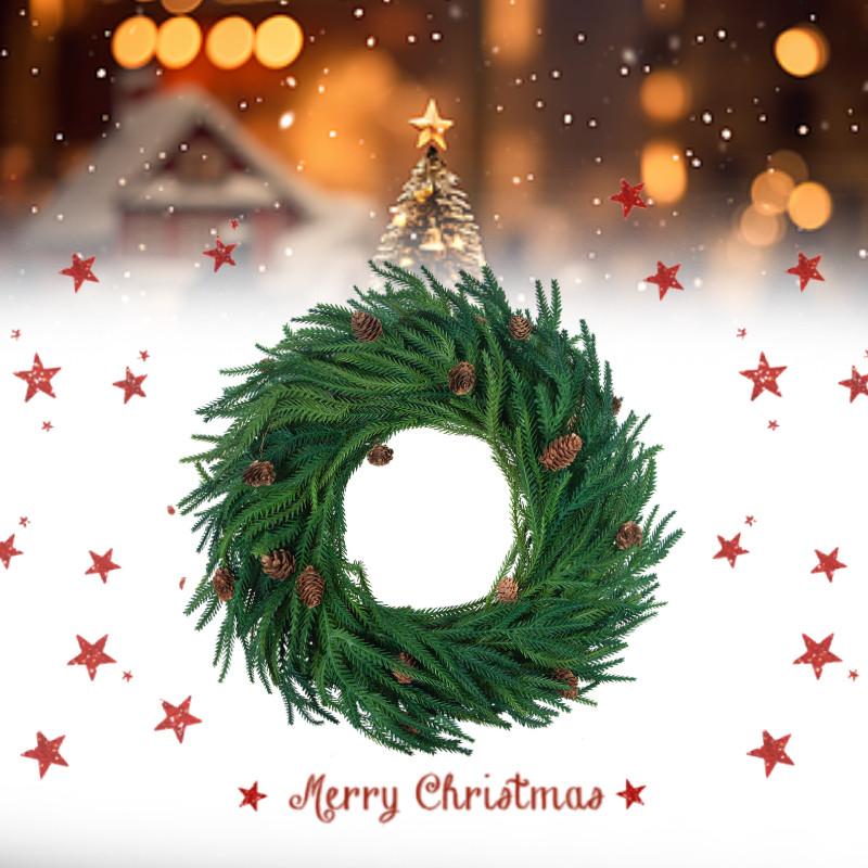 New Soft Touch Realistic Christmas Wreath With Pinecones Red Berries And Norfolk Pine Needles