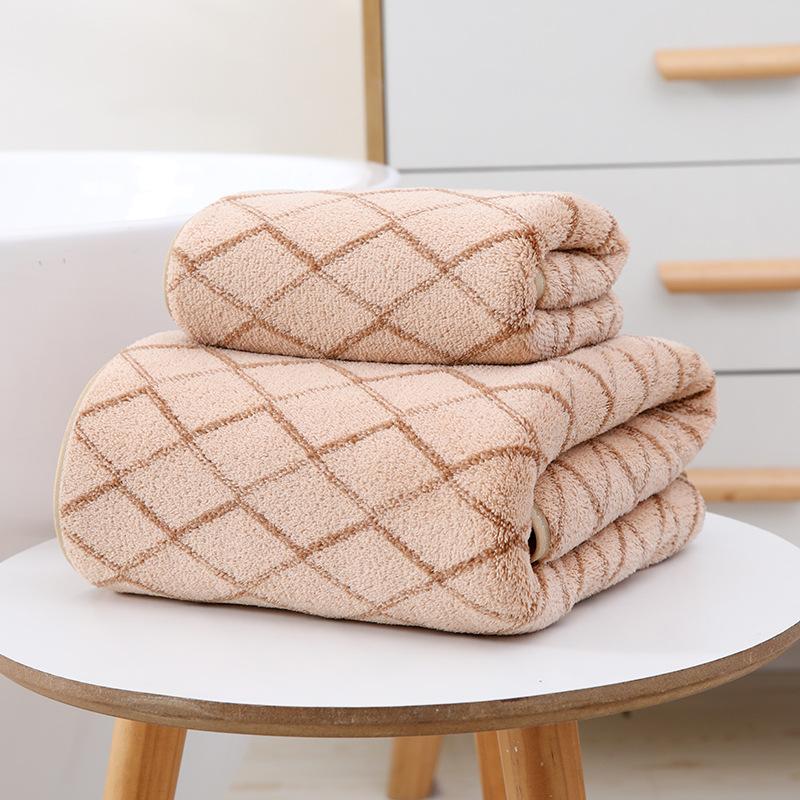 2 Pcs Checkered Towel Bath Towel Set (Multi-Color) - Absorbent & Soft Home Towels
