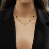 Gold Y-Necklace with Green Square Gems Clear Zircon, Dainty Pendant Necklace for Women Everyday Jewelry Gift