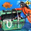 Aquarium Floating Diver Ornament Aquarium Decoration with Moving Treasure Chest Floating Diver Bubble Action