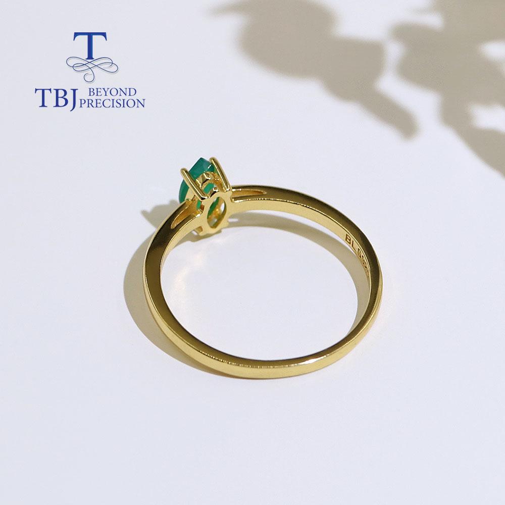 Natural Simple Gemstone Ring Mq 4*8mm Green Agate 18k Gold Over 925 Sterling Silver Fine Jewelry for Girls Daily Wear Nice Gift