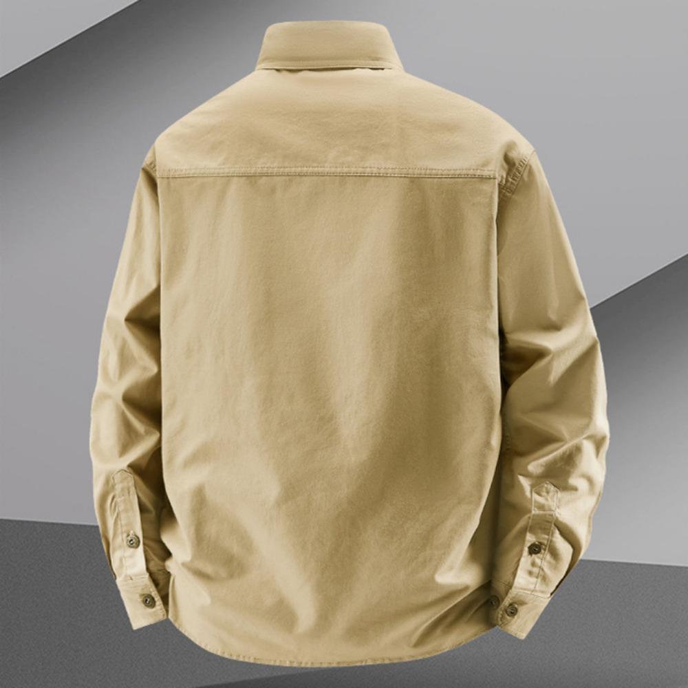 Vintage Men's 100% Cotton Shirt Safari Style Multi-pocket Lapel Top Spring Autumn Long Sleeve Youth Loose Shirts Plus Size M-6XL