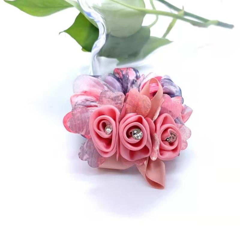 Haargummis und Haarbänder Blume Scrunchie Elastisches Gummiband Hochsteckfrisur Dutt Kopfschmuck Haar Accessoires elegantes Haarseil