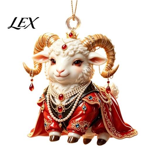 Modern Home Wall Decor 2D Acrylic Goat Christmas Hanging Ornament, 3.15 Inch Farm Animal Xmas Tree Personalized Car Window Charms Decoration for Rear