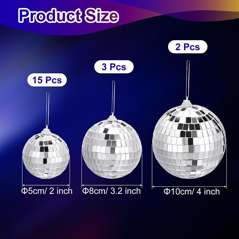 4/5/6/8/10/15/20cm Mirror Ball Hanging Reflective Disco Ball Ornaments Christmas Tree Decoration for Home Party Stage Decor