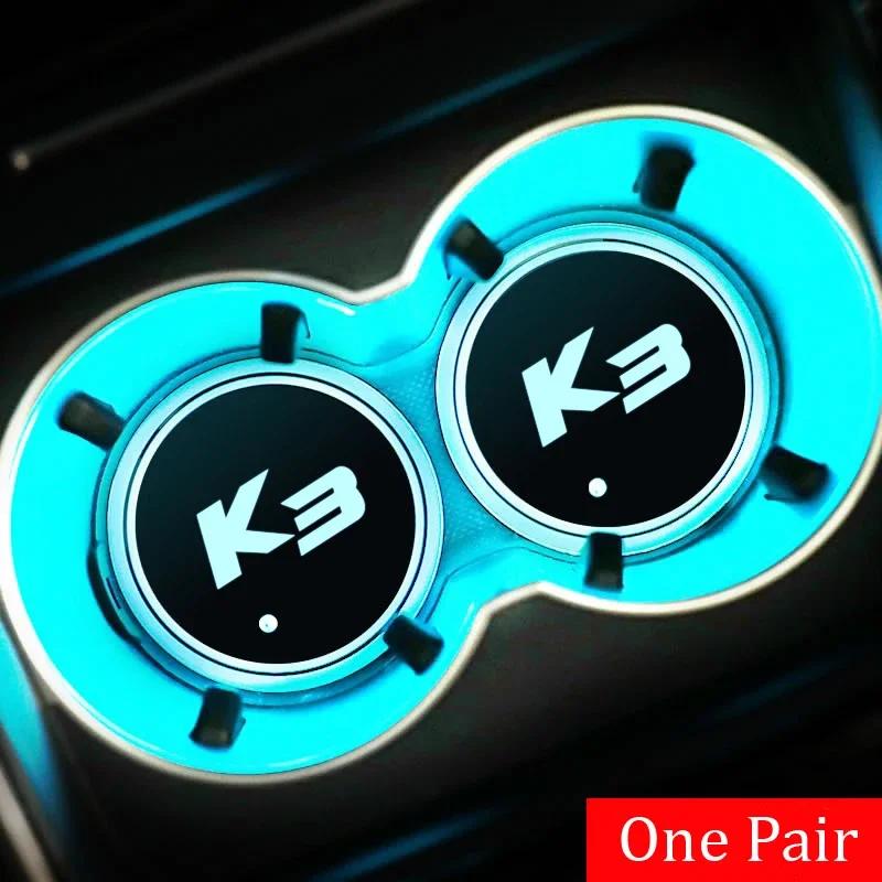 2PCS Car LED Luminous Water Cup Holder Mat for KIA K2 K3 K4 K5 KX3 RIO Sportage Sorento Soul Ceed Cerato Optima Oprius Forte