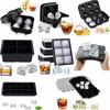 Silicone Ice Cube Mold Set: Long Strip, 6 Squares, 6 Balls, 15 Grids, 37 Grids, Skull Shapes with Lid.