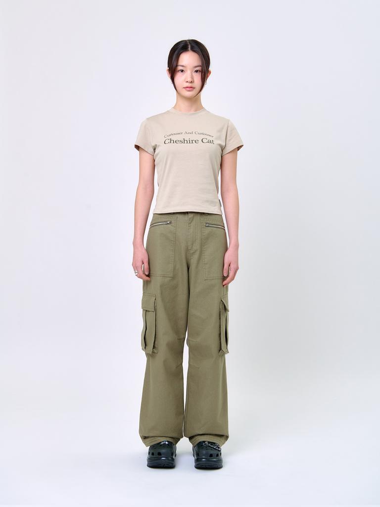TEMPUS STUDIO Zipper Pocket Cargo Pants_Khaki