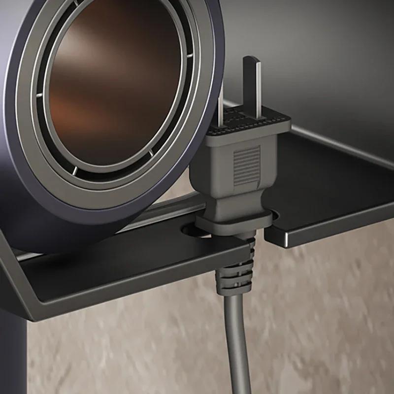 Bathroom Shelf Makeup Storage Organizer Carbon Steel Hair Dryer Holder Bathroom Accessories Wall Shelf with Cup Hook