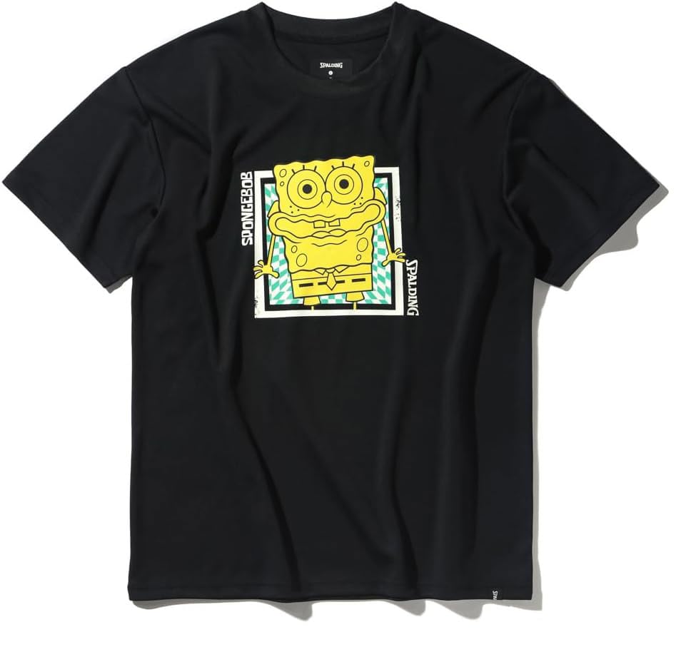 SPALDING SpongeBob SquarePants Checkered Flag T-Shirt, Black, Small, SMT25046S
