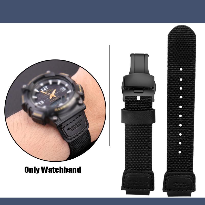

Для Casio нейлоновий ремінець W-735H AE-1200WH SGW-300/400H/500H AQ-S810W AE-1000/1300 MRW-200H Вигнутий 16 18мм Полотно Силікон Ремінець для годинника 16mm