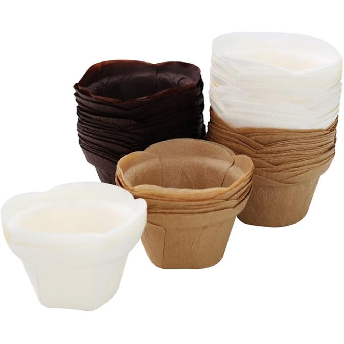 Cupcake Liners Baking Muffin Paper Baking Cups for Weddings, Birthdays, Baby Showers (White 50pcs)