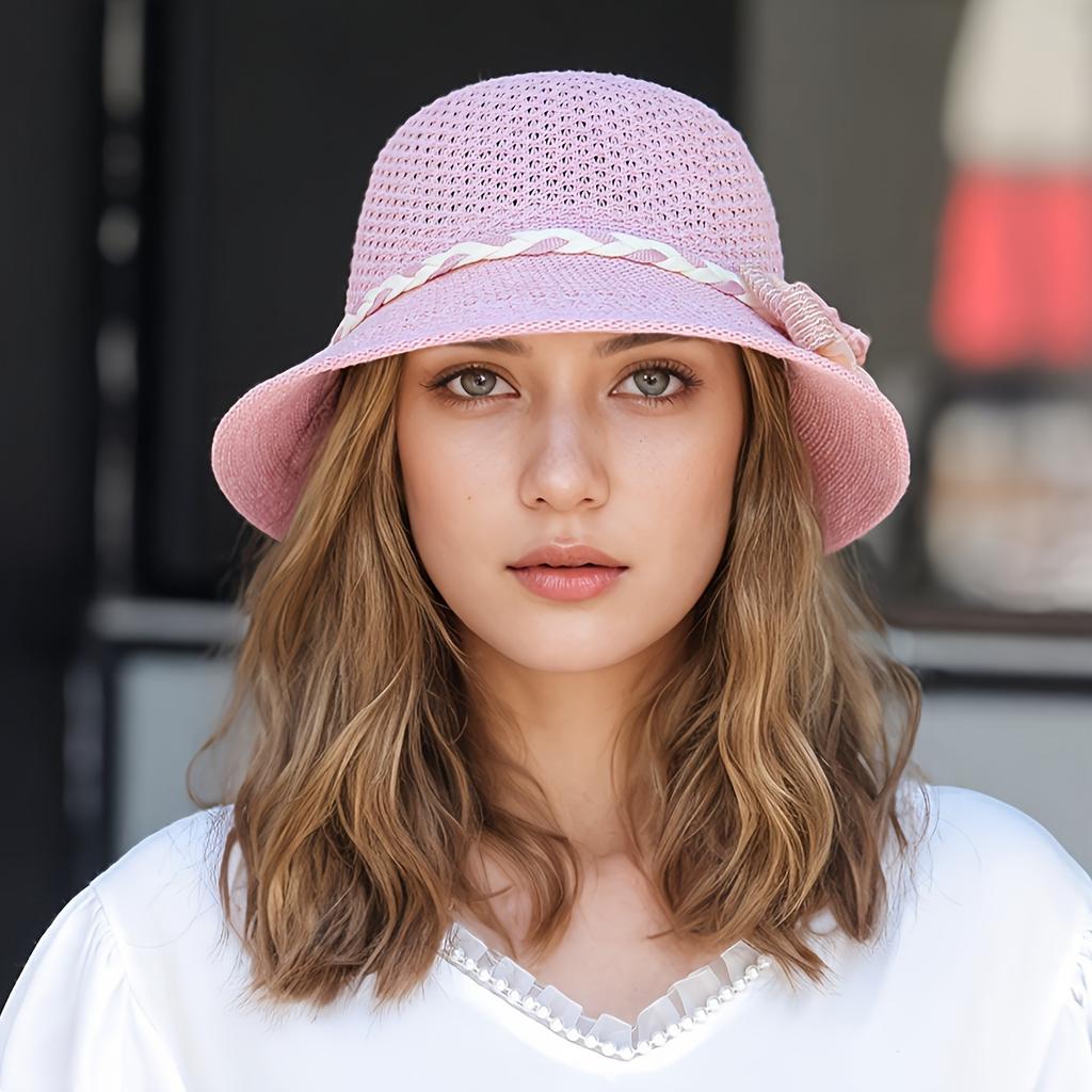 Elegant Women's Floral-decorated Straw Hat - Breathable Sun Hat Outdoor Travel Vacation Fisherman Hat Beach Hat
