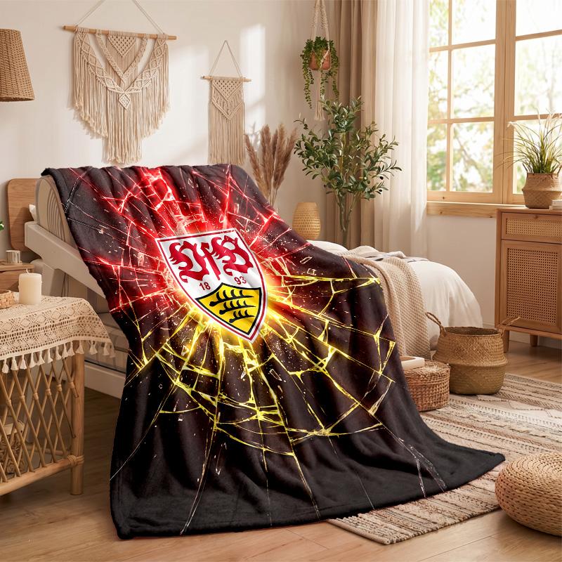 Coperta in Flanella con Stampa Calcio VfB Stuttgart Morbida Calda Coperta da Divano/Letto per Casa Ufficio Camera da Letto