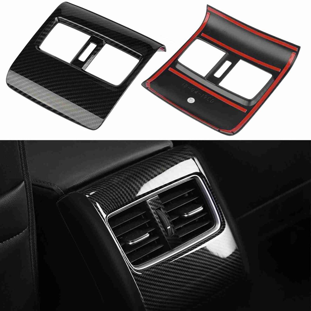 Car Carbon Fiber Style Rear Seat Armrest Box Air Outlet Cover for Honda Accord 2018