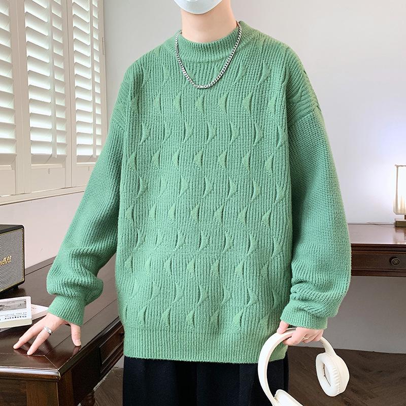 

Горячая Распродажа Зима Новая Мода Утолщенный Полувысокий Воротник Мужской Трикотаж Нить 4XL зелёный