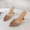 Summer Women's High Heels Pointed Rhinestones Transparent Sexy Wine Glass Heels Fashionable All-match Closed Toe Sandals
