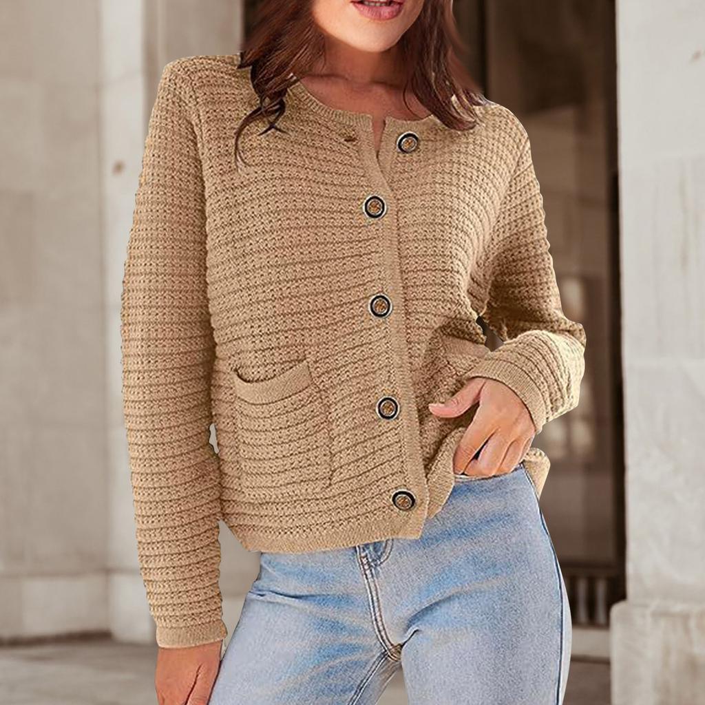 Cardigans pour femmes 2023 Automne Ouvert Devant Manches Longues Boutonné Tricot Cardigans Vêtements D'extérieur Avec Poches
