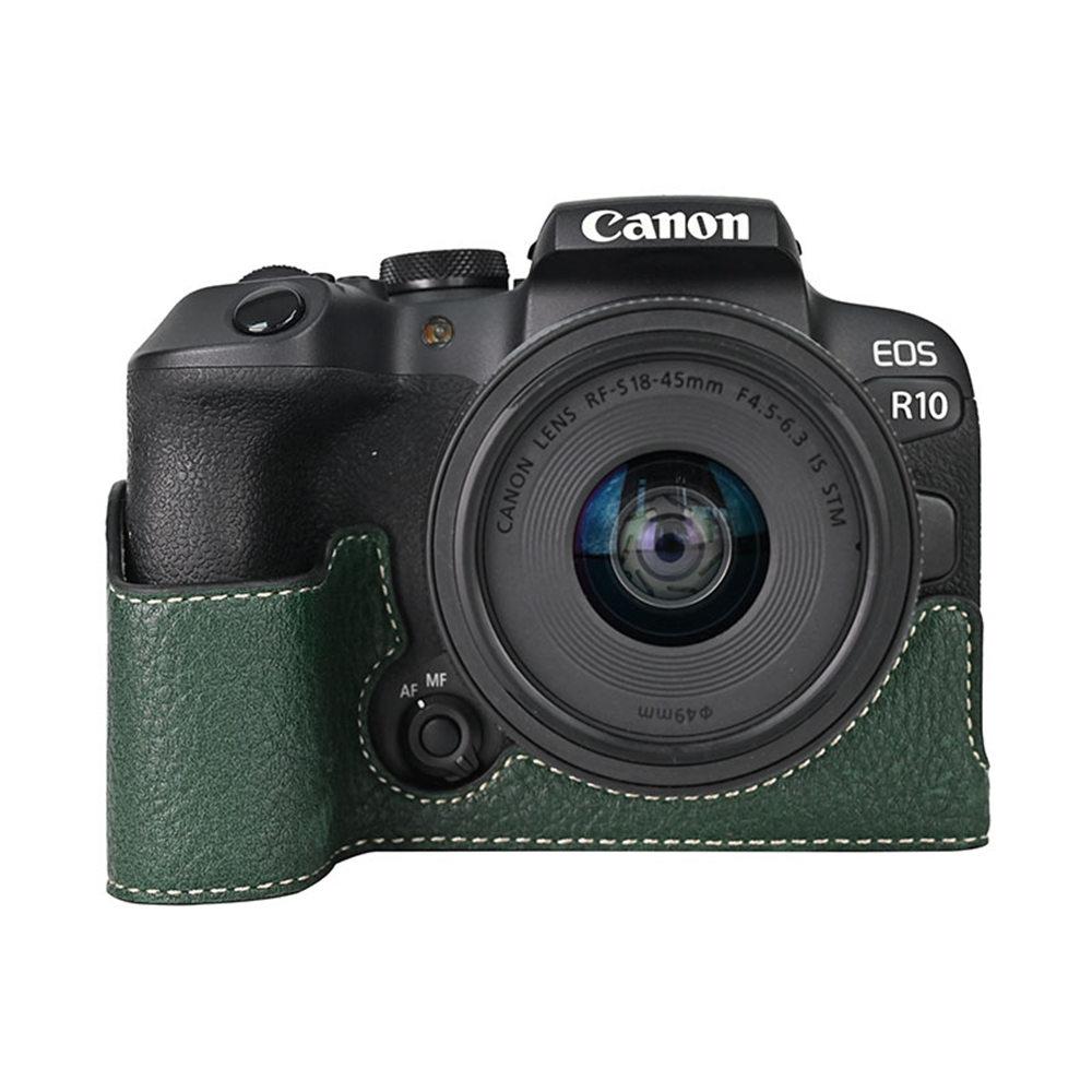 R10 Skóra Litchi PU Skóra Półetui na Aparat do Canon EOS R10 Dolny Otwór Magnetyczne Pokrycie