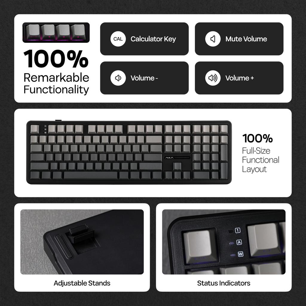 MechLands Aula F108 Wireless Mechanical Keyboard Gaming 100% Layout
